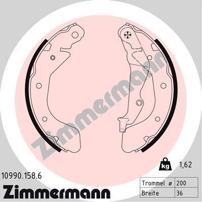 Otto Zimmermann 10990.158.6 Brake shoe set 109901586: Buy near me in Poland at 2407.PL - Good price!