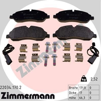 Otto Zimmermann 22034.170.2 Тормозные колодки дисковые передние, комплект 220341702: Отличная цена - Купить в Польше на 2407.PL!