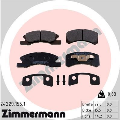 Otto Zimmermann 24229.155.1 Brake Pad Set, disc brake 242291551: Buy near me at 2407.PL in Poland at an Affordable price!