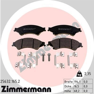 Otto Zimmermann 25632.165.2 Тормозные колодки дисковые, комплект 256321652: Отличная цена - Купить в Польше на 2407.PL!