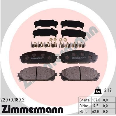 Otto Zimmermann 22070.180.2 Brake Pad Set, disc brake 220701802: Buy near me in Poland at 2407.PL - Good price!