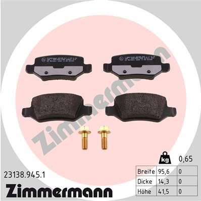 Otto Zimmermann 23138.945.1 Brake Pad Set, disc brake 231389451: Buy near me at 2407.PL in Poland at an Affordable price!
