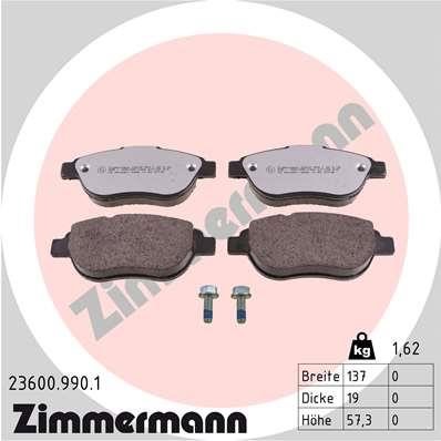 Otto Zimmermann 23600.990.1 Brake Pad Set, disc brake 236009901: Buy near me in Poland at 2407.PL - Good price!