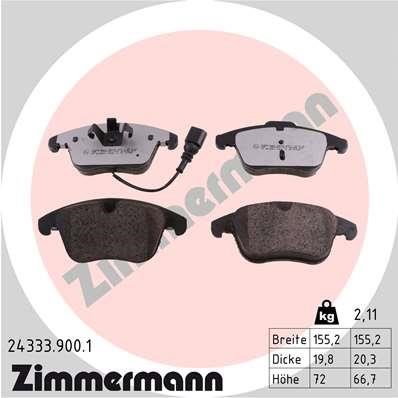 Otto Zimmermann 24333.900.1 Тормозные колодки дисковые, комплект 243339001: Отличная цена - Купить в Польше на 2407.PL!