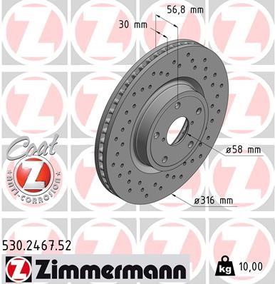 Otto Zimmermann 530.2467.52 Тормозной диск передний вентилируемый 530246752: Отличная цена - Купить в Польше на 2407.PL!