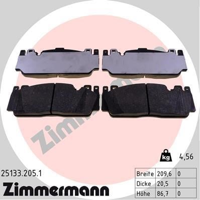 Otto Zimmermann 25133.205.1 Тормозные колодки дисковые, комплект 251332051: Отличная цена - Купить в Польше на 2407.PL!