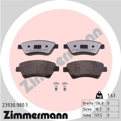 Otto Zimmermann 23930.980.1 Brake Pad Set, disc brake 239309801: Buy near me in Poland at 2407.PL - Good price!