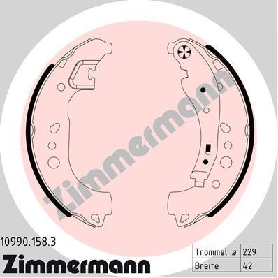 Otto Zimmermann 10990.158.3 Brake shoe set 109901583: Buy near me in Poland at 2407.PL - Good price!