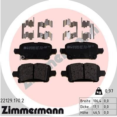 Otto Zimmermann 22129.170.2 Brake Pad Set, disc brake 221291702: Buy near me in Poland at 2407.PL - Good price!