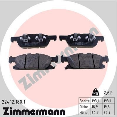 Otto Zimmermann 22412.180.1 Тормозные колодки дисковые, комплект 224121801: Отличная цена - Купить в Польше на 2407.PL!