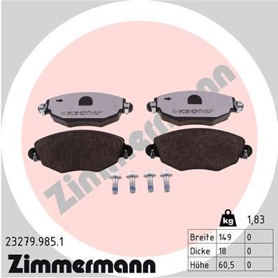 Otto Zimmermann 23279.985.1 Тормозные колодки дисковые, комплект 232799851: Отличная цена - Купить в Польше на 2407.PL!