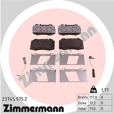 Otto Zimmermann 23745.975.2 Тормозные колодки дисковые, комплект 237459752: Отличная цена - Купить в Польше на 2407.PL!