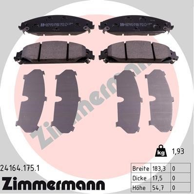 Otto Zimmermann 24164.175.1 Тормозные колодки дисковые, комплект 241641751: Отличная цена - Купить в Польше на 2407.PL!