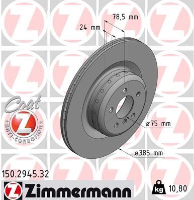 Otto Zimmermann 150.2945.32 Rear ventilated brake disc 150294532: Buy near me in Poland at 2407.PL - Good price!