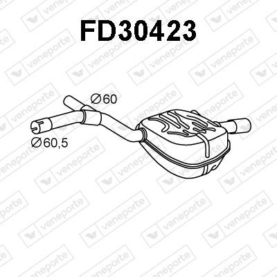 Veneporte FD30423 Tłumik, część tylna FD30423: Dobra cena w Polsce na 2407.PL - Kup Teraz!