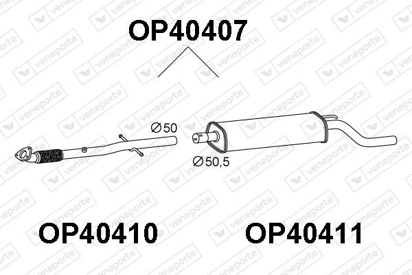 Veneporte OP40407 Front Silencer OP40407: Buy near me in Poland at 2407.PL - Good price!