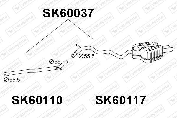 Veneporte SK60037 Глушитель, задняя часть SK60037: Отличная цена - Купить в Польше на 2407.PL!