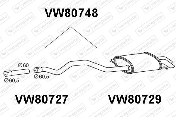 Veneporte VW80748 Глушитель, задняя часть VW80748: Отличная цена - Купить в Польше на 2407.PL!