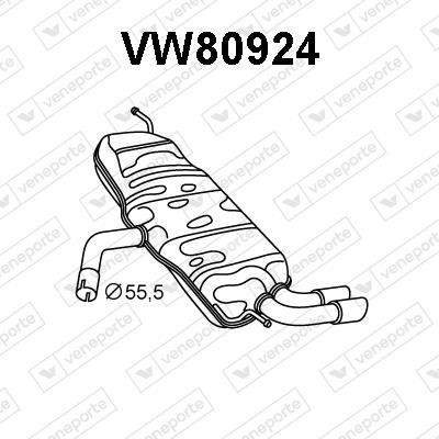 Veneporte VW80924 Глушник, задня частина VW80924: Приваблива ціна - Купити у Польщі на 2407.PL!