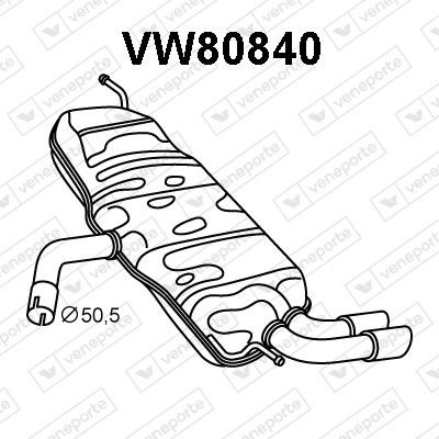Veneporte VW80840 Глушник, задня частина VW80840: Приваблива ціна - Купити у Польщі на 2407.PL!