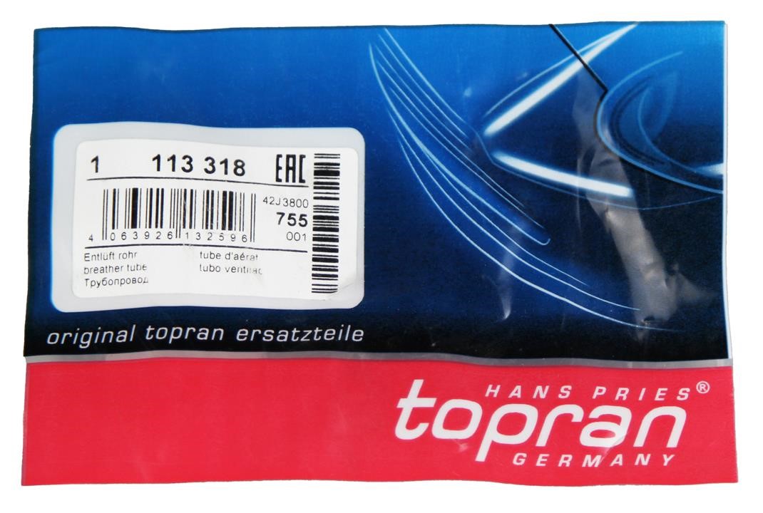 Патрубок вентиляции картерных газов Topran 113 318