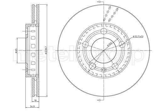 Cifam 800-614C Front brake disc ventilated 800614C: Buy near me in Poland at 2407.PL - Good price!