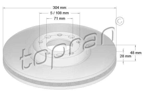 Topran 723 321 Front brake disc ventilated 723321: Buy near me in Poland at 2407.PL - Good price!