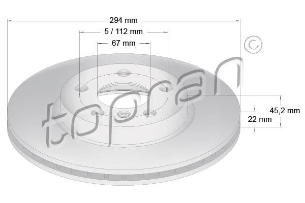 Topran 503 019 Front brake disc ventilated 503019: Buy near me in Poland at 2407.PL - Good price!