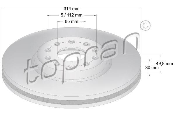 Topran 116 286 Front brake disc ventilated 116286: Buy near me in Poland at 2407.PL - Good price!