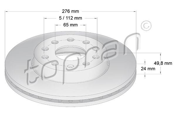 Topran 116 796 Front brake disc ventilated 116796: Buy near me in Poland at 2407.PL - Good price!