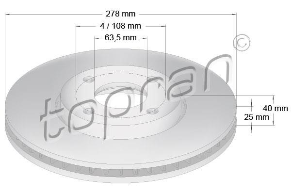 Topran 304 886 Front brake disc ventilated 304886: Buy near me in Poland at 2407.PL - Good price!