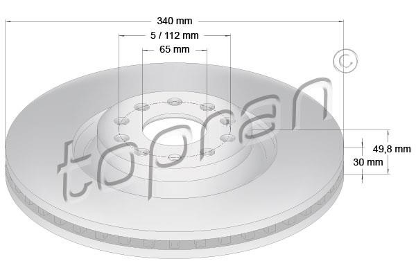 Topran 114 839 Тормозной диск передний вентилируемый 114839: Отличная цена - Купить в Польше на 2407.PL!