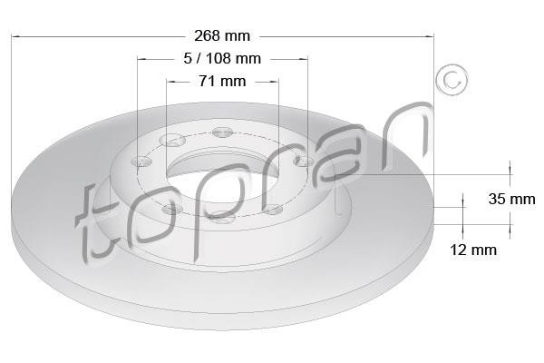 Topran 723 881 Rear brake disc, non-ventilated 723881: Buy near me in Poland at 2407.PL - Good price!