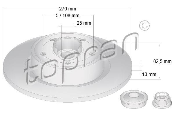 Topran 701 476 Rear brake disc, non-ventilated 701476: Buy near me in Poland at 2407.PL - Good price!