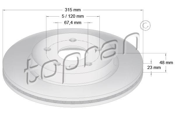 Topran 208 306 Тормозной диск задний вентилируемый 208306: Купить в Польше - Отличная цена на 2407.PL!
