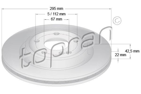 Topran 409 553 Rear ventilated brake disc 409553: Buy near me at 2407.PL in Poland at an Affordable price!