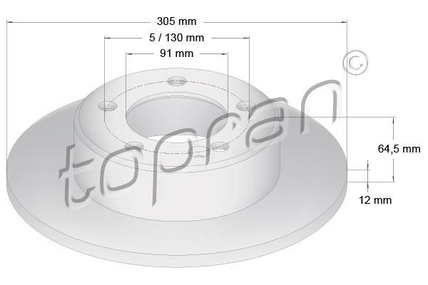 Topran 208 551 Rear ventilated brake disc 208551: Buy near me in Poland at 2407.PL - Good price!