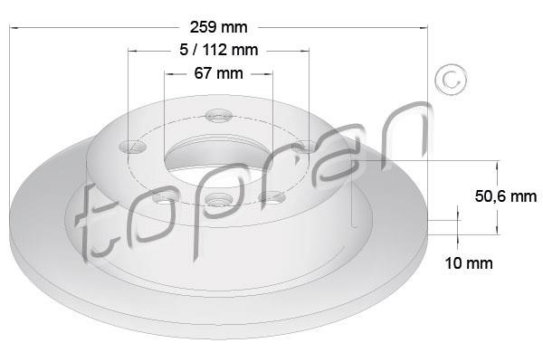 Topran 503 071 Rear brake disc, non-ventilated 503071: Buy near me in Poland at 2407.PL - Good price!