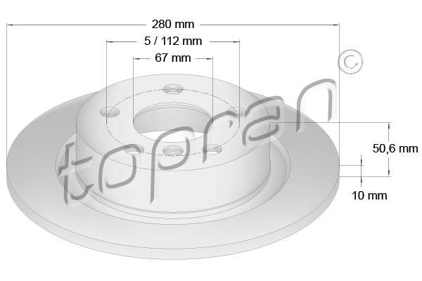 Topran 503 073 Rear brake disc, non-ventilated 503073: Buy near me in Poland at 2407.PL - Good price!