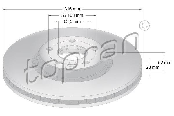 Topran 304 405 Front brake disc ventilated 304405: Buy near me in Poland at 2407.PL - Good price!