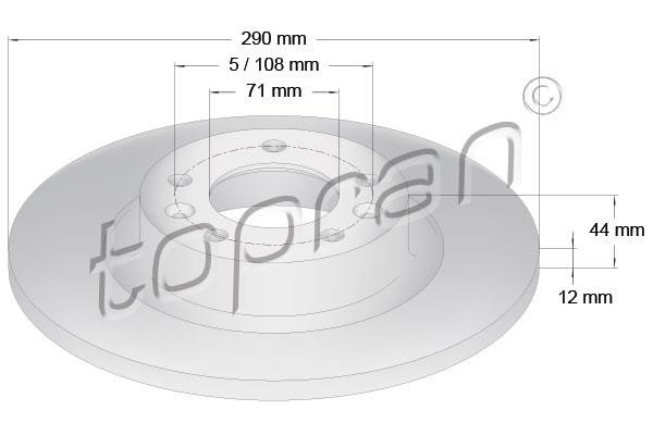 Topran 723 268 Rear brake disc, non-ventilated 723268: Buy near me in Poland at 2407.PL - Good price!
