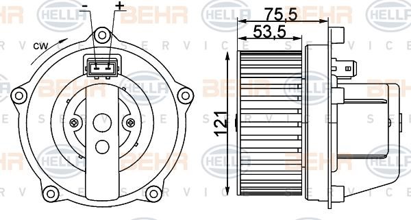 Hella 8EW 009 100-341 Fan assy - heater motor 8EW009100341: Buy near me in Poland at 2407.PL - Good price!