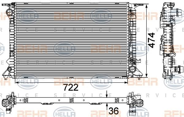 Hella 8MK 376 745-654 Radiator, engine cooling 8MK376745654: Buy near me in Poland at 2407.PL - Good price!