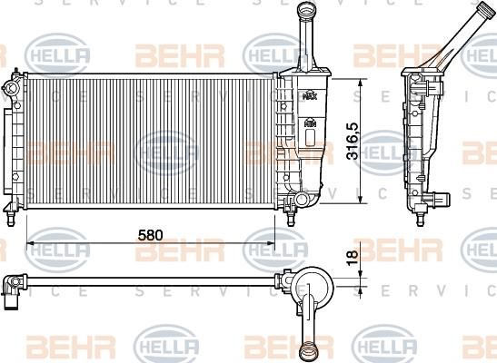 Hella 8MK 376 754-384 Радиатор охлаждения двигателя 8MK376754384: Отличная цена - Купить в Польше на 2407.PL!