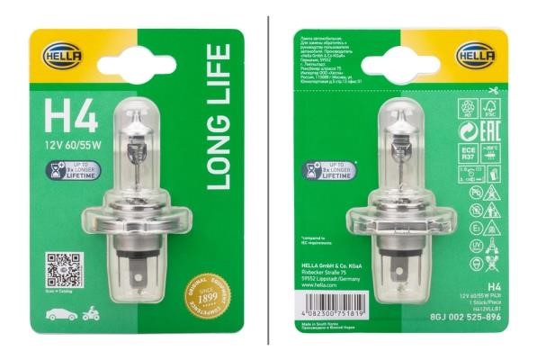 Hella 8GJ 002 525-896 Halogen lamp 12V H4 60/55W 8GJ002525896: Buy near me at 2407.PL in Poland at an Affordable price!