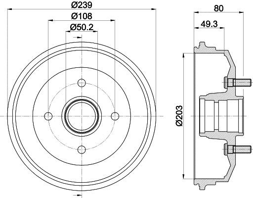 Hella 8DT 355 301-361 Brake drum 8DT355301361: Buy near me at 2407.PL in Poland at an Affordable price!
