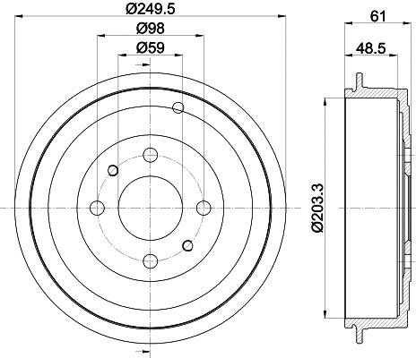 Hella 8DT 355 301-421 Тормозной барабан 8DT355301421: Отличная цена - Купить в Польше на 2407.PL!