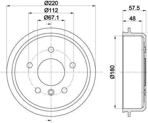 Hella 8DT 355 301-451 Brake drum 8DT355301451: Buy near me at 2407.PL in Poland at an Affordable price!