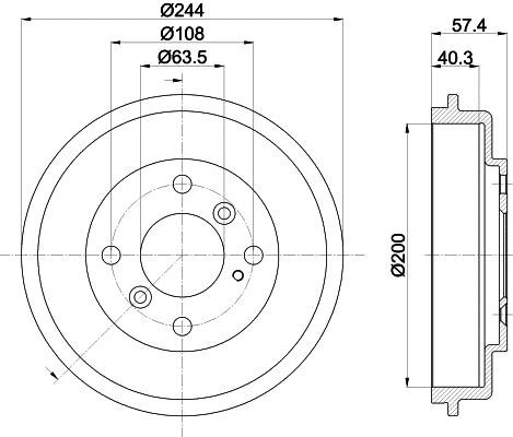 Hella 8DT 355 302-631 Brake drum 8DT355302631: Buy near me in Poland at 2407.PL - Good price!