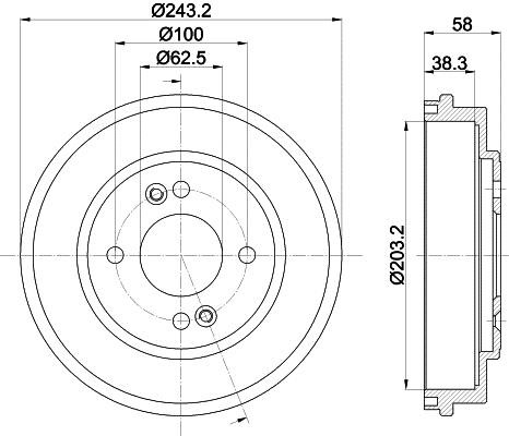 Hella 8DT 355 301-041 Тормозной барабан 8DT355301041: Отличная цена - Купить в Польше на 2407.PL!